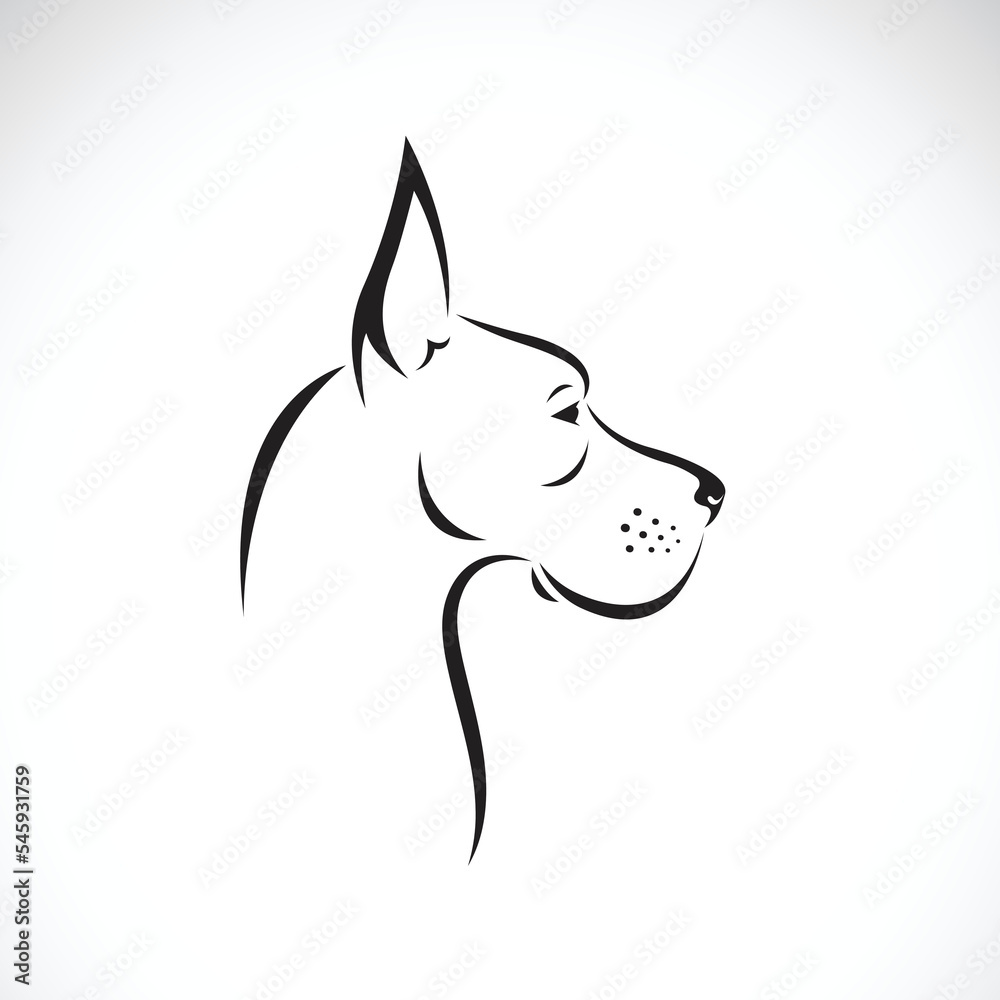Vector of dog great dane design on white background. Pet. Animals. Easy editable layered vector illustration. - obrazy, fototapety, plakaty 
