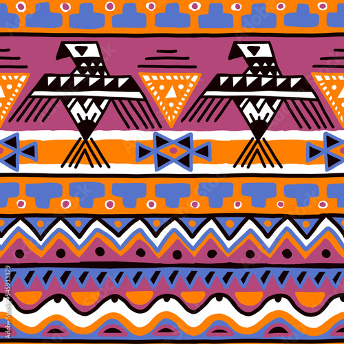 Aztec tribal seamless pattern. Native American Southwest, Navajo for wallpaper, fabric, textile, blanket, scrapbook