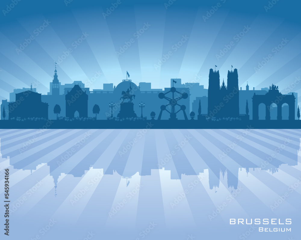 Brussels Belgium city skyline vector silhouette
