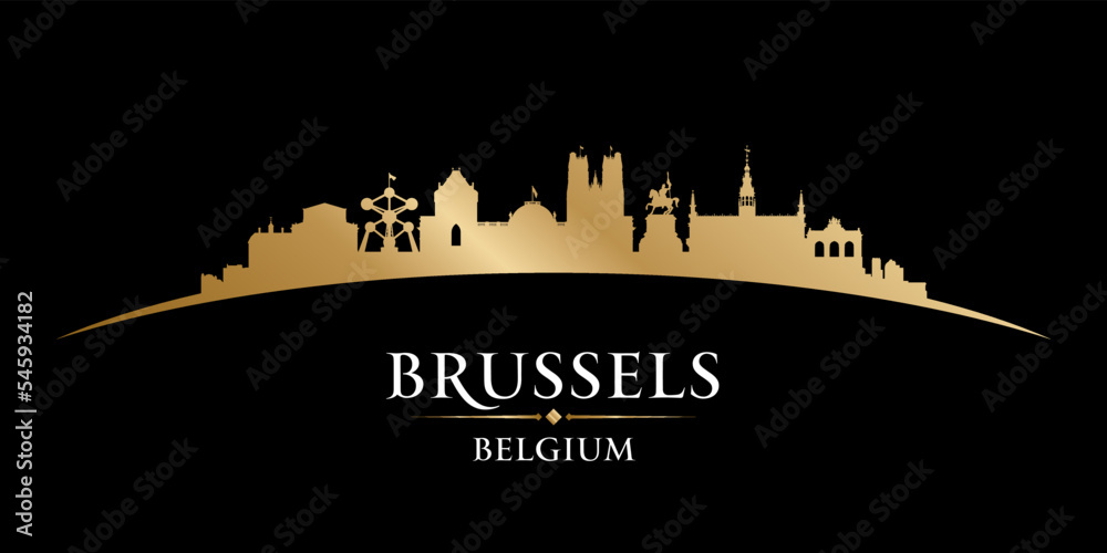 Brussels Belgium city silhouette black background
