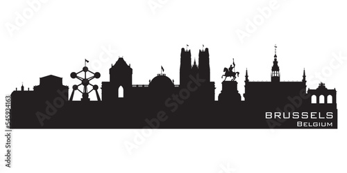 Brussels Belgium city skyline vector silhouette