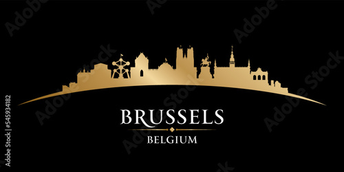 Brussels Belgium city silhouette black background