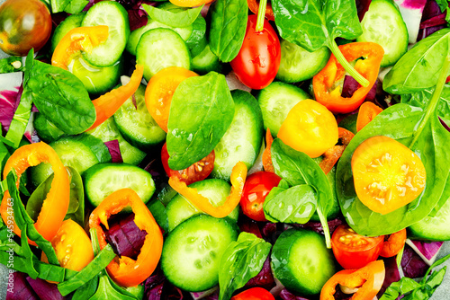 Natural vegetable salad  food background