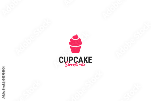 Flat cupcake logo design vector illustration idea 