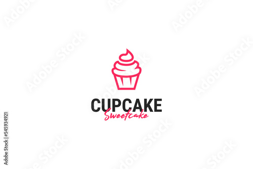 Flat cupcake logo design vector illustration idea 