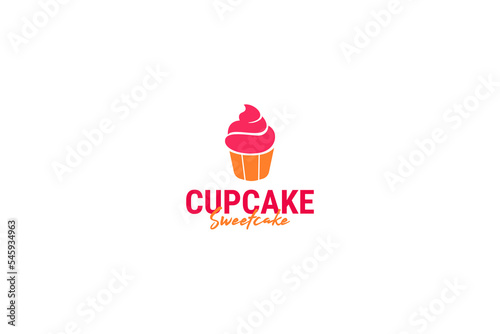 Flat cupcake logo design vector illustration idea 