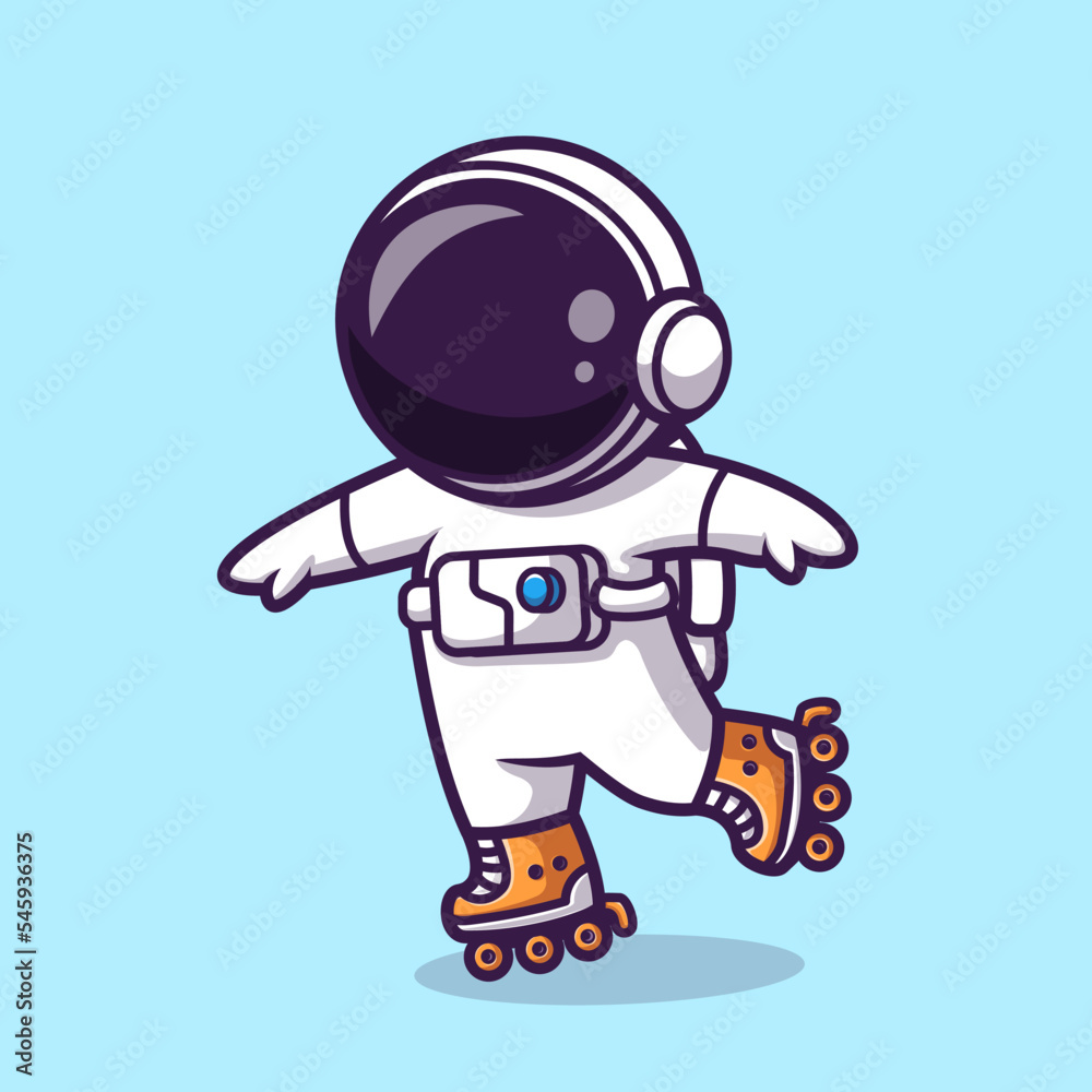 Astronaut Playing Roller Skates Cartoon Vector Icon 
Illustration. Science Sport Icon Concept Isolated Premium 
Vector. Flat Cartoon Style