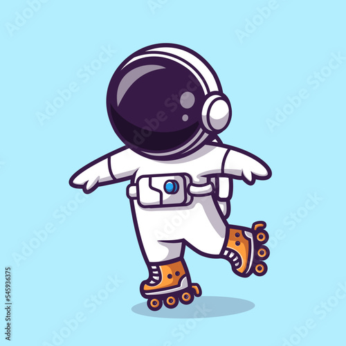 Astronaut Playing Roller Skates Cartoon Vector Icon 
Illustration. Science Sport Icon Concept Isolated Premium 
Vector. Flat Cartoon Style