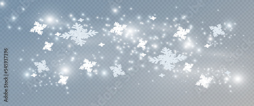 Snow and wind on a transparent background. White gradient decorative element.vector illustration.
