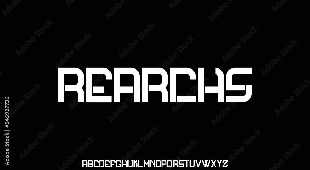 REARCHS -Minimal urban font. Typography with dot regular and number. minimalist style fonts set. vector illustration