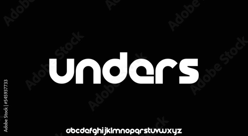 UNDERS Minimal urban font. Typography with dot regular and number. minimalist style fonts set. vector illustration