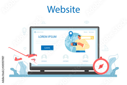 Travel agent online service or platform. Tourism specialist selling tour