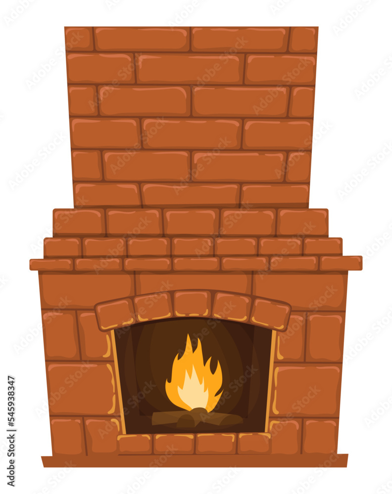 Fototapeta premium Fireplace is isolated on a white background. Vector illustration.