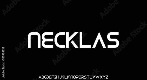 NECKLAS Minimal urban font. Typography with dot regular and number. minimalist style fonts set. vector illustration