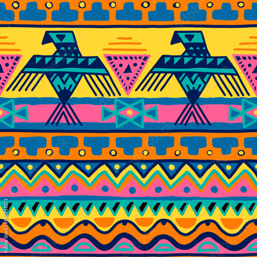 Aztec tribal seamless pattern. Native American Southwest, Navajo for wallpaper, fabric, textile, blanket, scrapbook