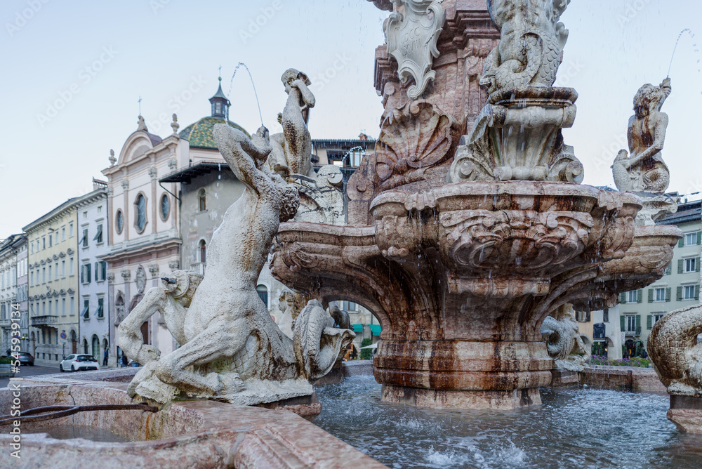 Neptune fountain on Trento town square, Italy