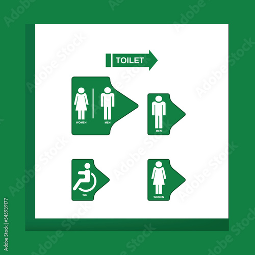 toilet vector icons set, male or female restroom wc