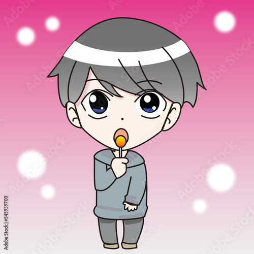 飴を舐める男の子