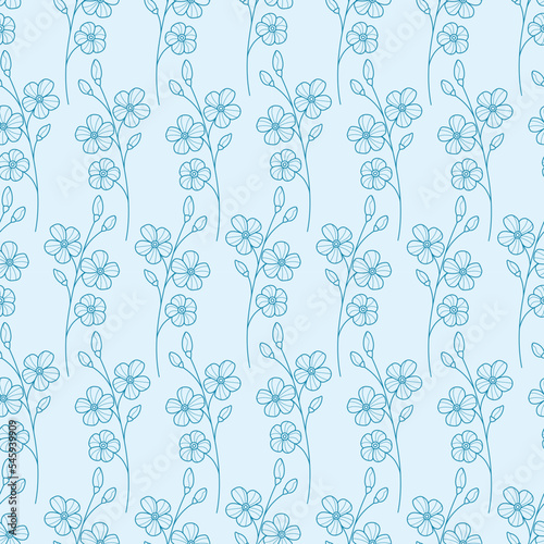 Blue floral repeat pattern, seamless