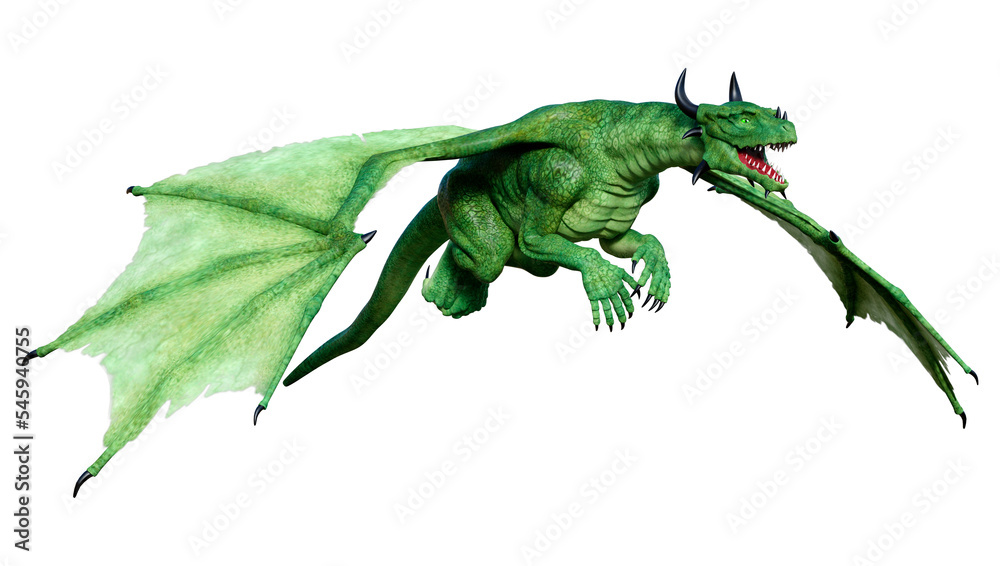 Naklejka premium 3D Rendering Fairy Tale Dragon on White