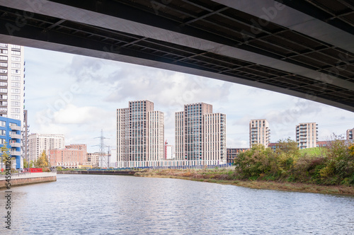 london, united kingdom, october 22, 2022: the lower Lea crossing bridge (a1020), canning town, london photo