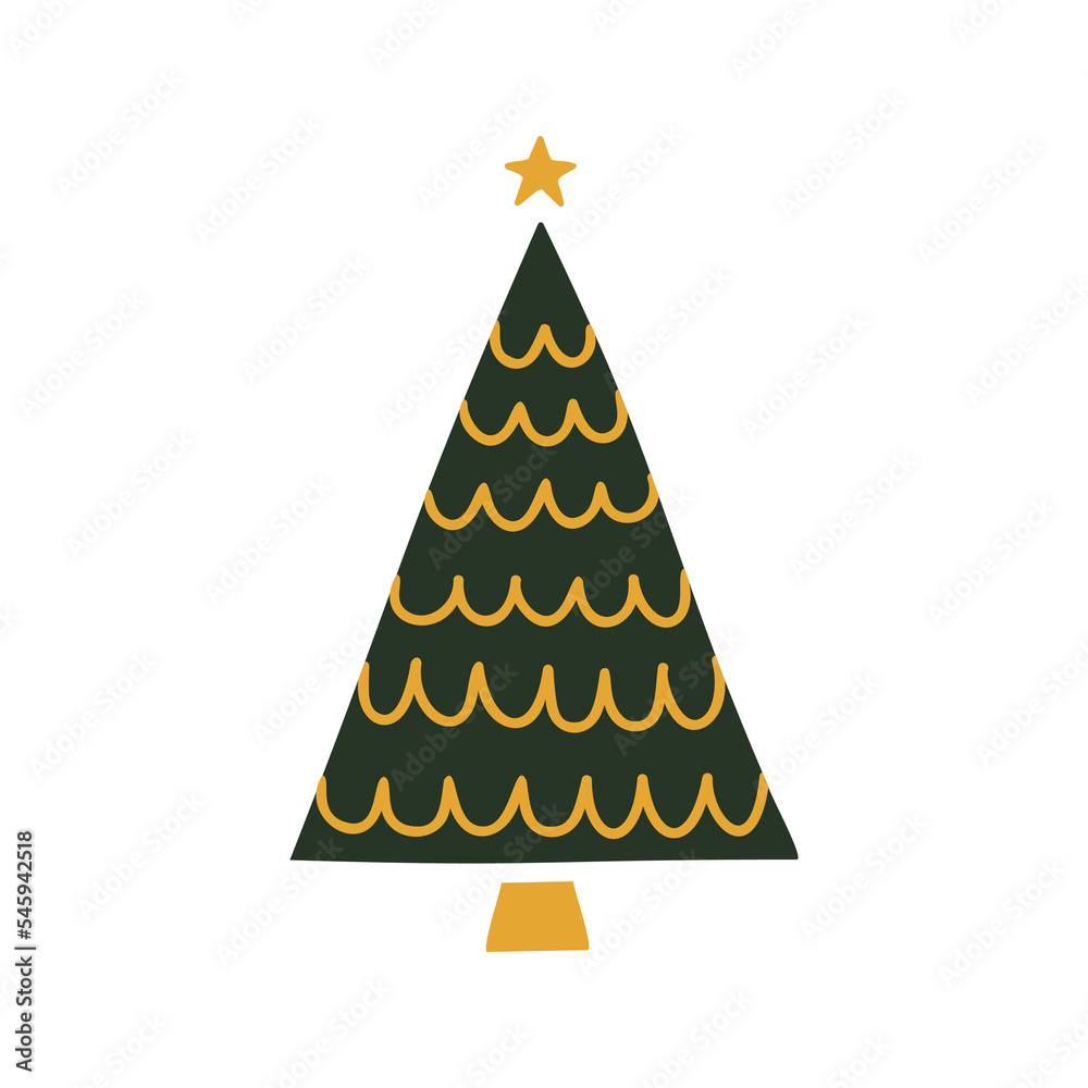 Flat hand drawn christmas tree illustration. Flat hand drawn christmas tree illustration.
