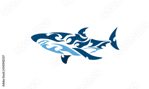 blue shark tribal vector illustration design