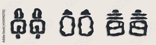 Set of boho Earrings templates with Organic shapes for Laser cut wooden. Vector isolated silhouette