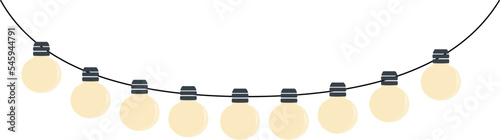 Garland of cute electric light bulbs in vintage style.