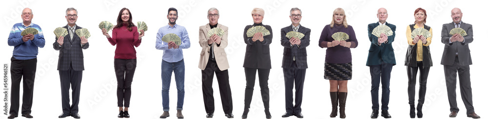 group of successful people with money in their hands looking at the camera group of successful people with money in their hands looking at the camera