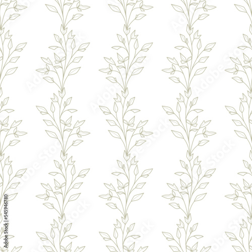 White and gold leaves vector repeat pattern