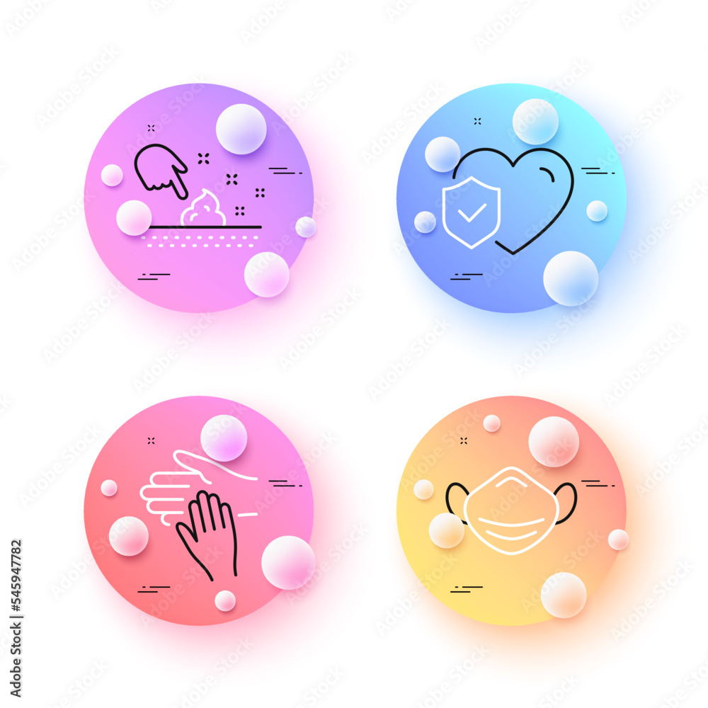 Volunteer, Medical mask and Skin moisture minimal line icons. 3d spheres or balls buttons. Life insurance icons. For web, application, printing. Social care, Respirator, Wet cream. Vector Volunteer, Medical mask and Skin moisture minimal line icons. 3d spheres or balls buttons. Life insurance icons. For web, application, printing. Social care, Respirator, Wet cream. Vector