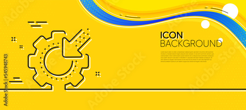 Seo gear line icon. Abstract yellow background. Settings cogwheel sign. Traffic management symbol. Minimal seo gear line icon. Wave banner concept. Vector