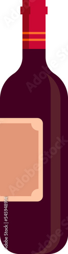 Red wine in bottle flat icon Alcohol drink