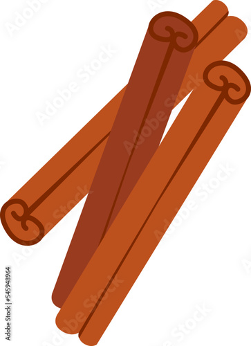 Cinnamon sticks flat icon Ingredients for mulled wine