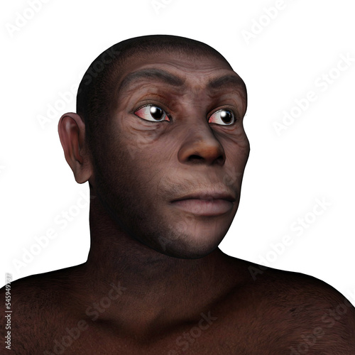 Female homo erectus portrait - 3D render photo