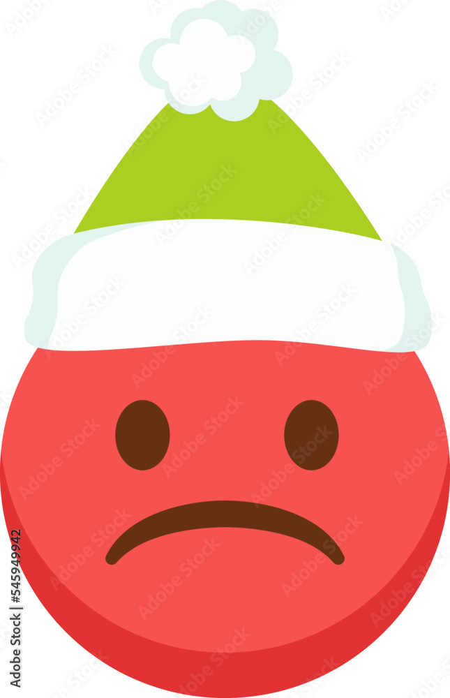 Red angry christmas emoji in santa claus hat flat icon Red angry christmas emoji in santa claus hat flat icon