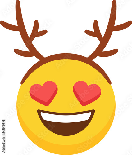 Christmas yellow emoji flat icon Reindeer antlers accessory