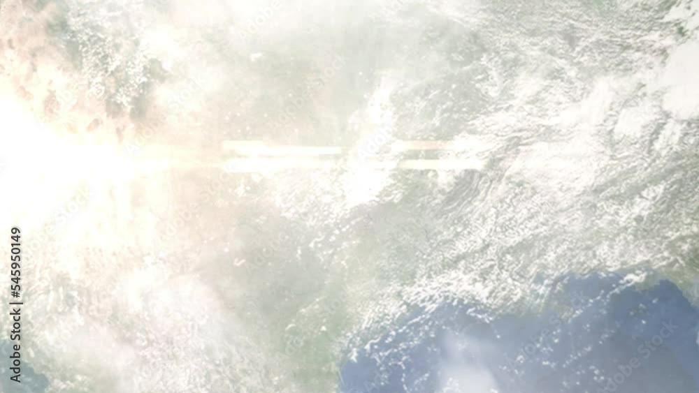 Earth zoom in from outer space to city. Zooming on Carrollton, Texas, USA. The animation continues by zoom out through clouds and atmosphere into space. Images from NASA Earth zoom in from outer space to city. Zooming on Carrollton, Texas, USA. The animation continues by zoom out through clouds and atmosphere into space. Images from NASA