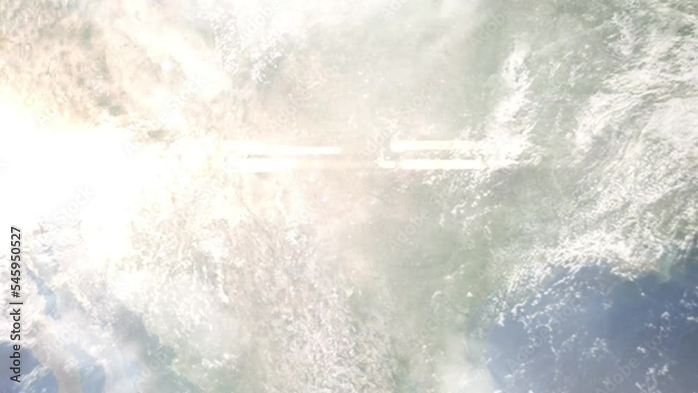 Earth zoom in from outer space to city. Zooming on Midland, Texas, USA. The animation continues by zoom out through clouds and atmosphere into space. Images from NASA Earth zoom in from outer space to city. Zooming on Midland, Texas, USA. The animation continues by zoom out through clouds and atmosphere into space. Images from NASA