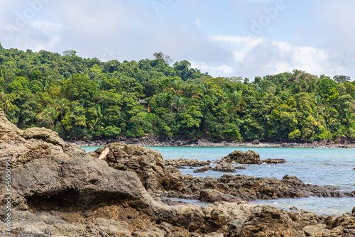 Beach on the coast of the Pacific Ocean in Costa Rica. Manuel Antonio Park