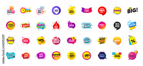 Promo offer discount sale banners. Best deal price stickers. Black friday special offer tags. Sale bubble coupon. Promotion discount banner templates design. Buy offer sticker. Promotion flyer. Vector