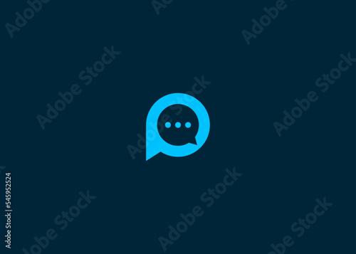 letter p chat logo design vector illustration template