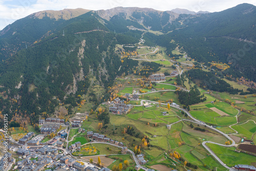 Obraz na płótnie Mountain serpentine and road in Andorra. Beautiful landscape. w salonie