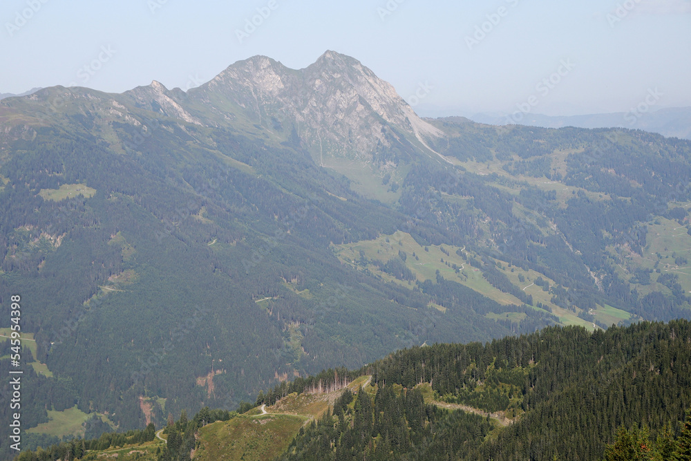 Panorama opening from Kreuzkogel mountain, Grossarltal, Austria