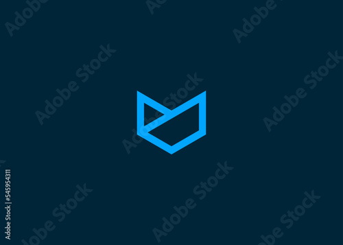 letter v with fox logo design vector illustration template