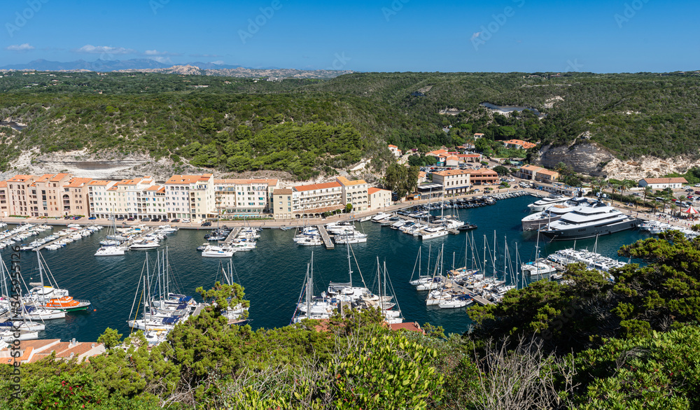 Boats and yachts in marina of Bonifacio, Corsica, France