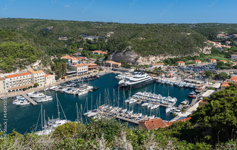 Boats and yachts in marina of Bonifacio, Corsica, France