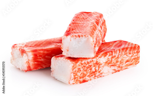 Crab sticks isolated on white background. With clipping path.