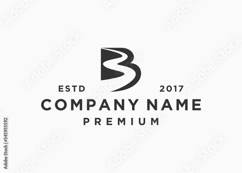 letter b with river logo design vector illustration template